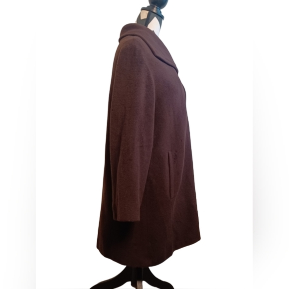 Vintage Cinzia Rocca 100% Wool Sz‎ 8 Old Money Wide-Collar Brown Neutral Coat - Picture 5 of 15